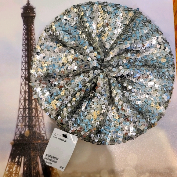 H&M Accessories - H&M sequin silver beret hat , new